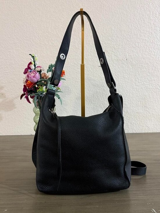 All Saints Handbags - ALLSAINTS Black Kita Pebbled Leather Crossbody